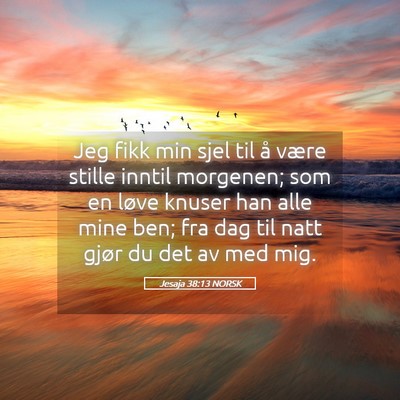 Picture 05 - Jesaja 38:13 NORSK - Jeg fikk min sjel til å være stille inntil - Bible Verse Picture