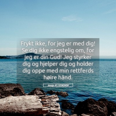 Picture 05 - Jesaja 41:10 NORSK - Frykt ikke, for jeg er med dig! Se dig ikke - Bible Verse Picture