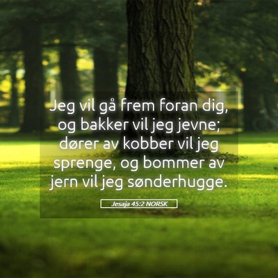 Picture 05 - Jesaja 45:2 NORSK - Jeg vil gå frem foran dig, og bakker vil jeg - Bible Verse Picture