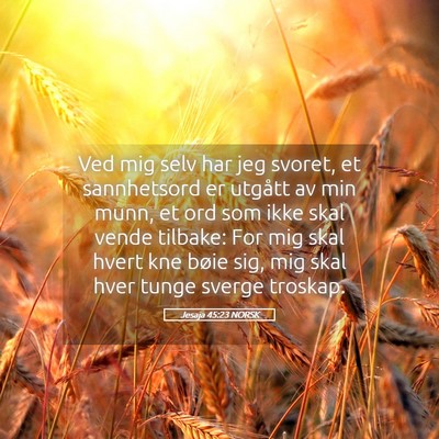 Picture 05 - Jesaja 45:23 NORSK - Ved mig selv har jeg svoret, et sannhetsord er - Bible Verse Picture