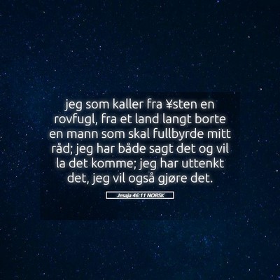 Picture 05 - Jesaja 46:11 NORSK - jeg som kaller fra ¥sten en rovfugl, fra et land - Bible Verse Picture