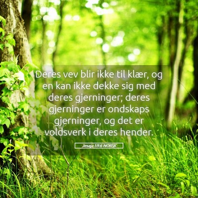 Picture 05 - Jesaja 59:6 NORSK - Deres vev blir ikke til klær, og en kan ikke - Bible Verse Picture