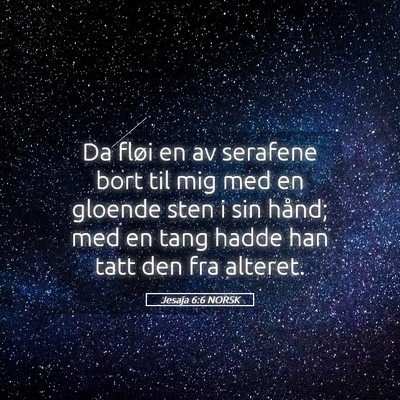 Picture 05 - Jesaja 6:6 NORSK - Da fløi en av serafene bort til mig med en - Bible Verse Picture