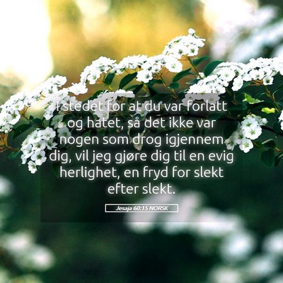 Picture 05 - Jesaja 60:15 NORSK - I stedet for at du var forlatt og hatet, så det - Bible Verse Picture