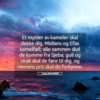 Picture 05 - Jesaja 60:6 NORSK - Et mylder av kameler skal dekke dig, Midians og - Bible Verse Picture