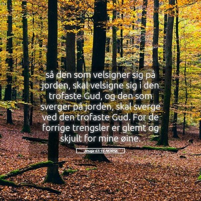 Picture 05 - Jesaja 65:16 NORSK - så den som velsigner sig på jorden, skal - Bible Verse Picture