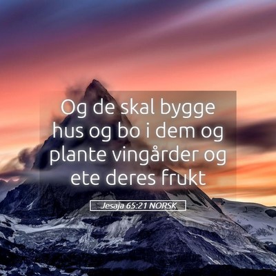 Picture 05 - Jesaja 65:21 NORSK - Og de skal bygge hus og bo i dem og plante - Bible Verse Picture