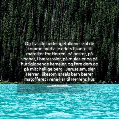 Picture 05 - Jesaja 66:20 NORSK - Og fra alle hedningefolkene skal de komme med - Bible Verse Picture