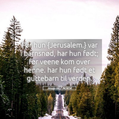 Picture 05 - Jesaja 66:7 NORSK - Før hun {Jerusalem.} var i barnsnød, har hun - Bible Verse Picture