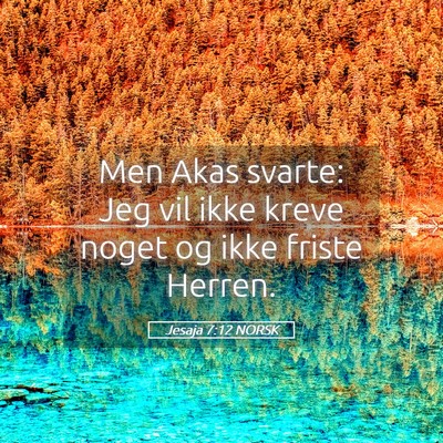 Picture 05 - Jesaja 7:12 NORSK - Men Akas svarte: Jeg vil ikke kreve noget og ikke - Bible Verse Picture