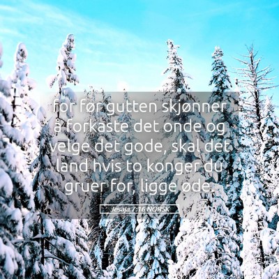 Picture 05 - Jesaja 7:16 NORSK - for før gutten skjønner å forkaste det onde og - Bible Verse Picture