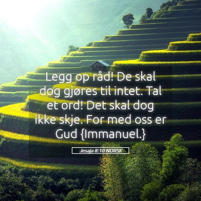 Picture 05 - Jesaja 8:10 NORSK - Legg op råd! De skal dog gjøres til intet. Tal - Bible Verse Picture