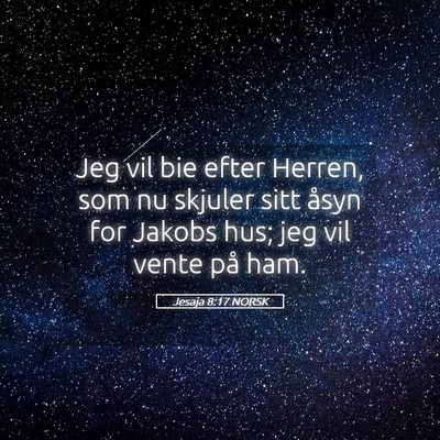 Picture 05 - Jesaja 8:17 NORSK - Jeg vil bie efter Herren, som nu skjuler sitt - Bible Verse Picture