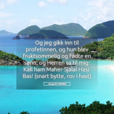 Picture 05 - Jesaja 8:3 NORSK - Og jeg gikk inn til profetinnen, og hun blev - Bible Verse Picture