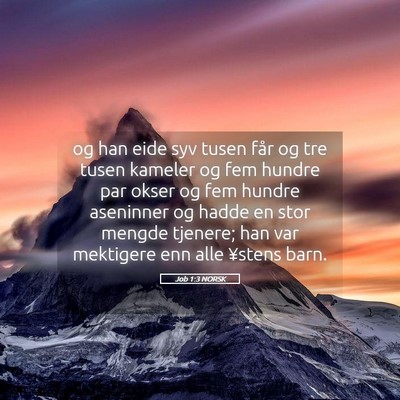 Picture 05 - Job 1:3 NORSK - og han eide syv tusen får og tre tusen kameler - Bible Verse Picture