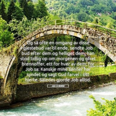 Picture 05 - Job 1:5 NORSK - Og så ofte en omgang av disse gjestebud var til - Bible Verse Picture