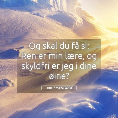 Picture 05 - Job 11:4 NORSK - Og skal du få si: Ren er min lære, og skyldfri - Bible Verse Picture