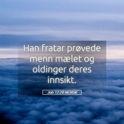 Picture 05 - Job 12:20 NORSK - Han fratar prøvede menn mælet og oldinger deres - Bible Verse Picture