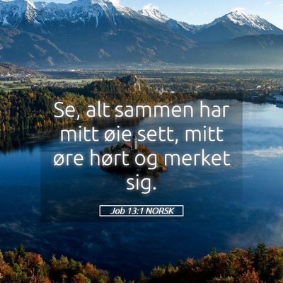 Picture 05 - Job 13:1 NORSK - Se, alt sammen har mitt øie sett, mitt øre - Bible Verse Picture