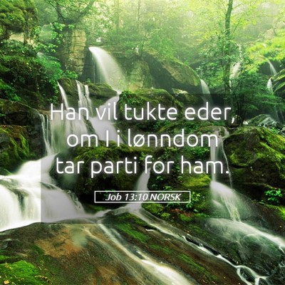 Picture 05 - Job 13:10 NORSK - Han vil tukte eder, om I i lønndom tar parti for - Bible Verse Picture