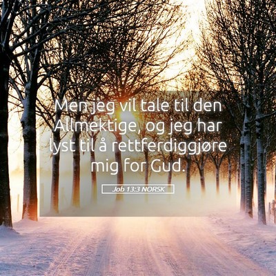 Picture 05 - Job 13:3 NORSK - Men jeg vil tale til den Allmektige, og jeg har - Bible Verse Picture