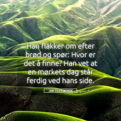 Picture 05 - Job 15:23 NORSK - Han flakker om efter brød og spør: Hvor er det - Bible Verse Picture