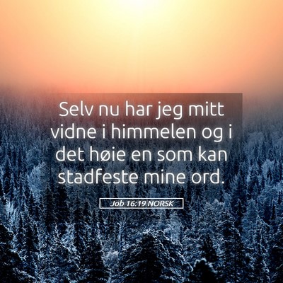 Picture 05 - Job 16:19 NORSK - Selv nu har jeg mitt vidne i himmelen og i det - Bible Verse Picture