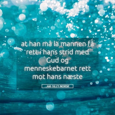 Picture 05 - Job 16:21 NORSK - at han må la mannen få rett i hans strid med - Bible Verse Picture