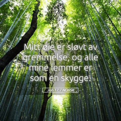 Picture 05 - Job 17:7 NORSK - Mitt øie er sløvt av gremmelse, og alle mine - Bible Verse Picture