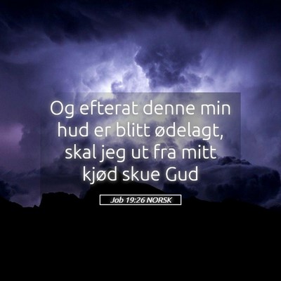 Picture 05 - Job 19:26 NORSK - Og efterat denne min hud er blitt ødelagt, skal - Bible Verse Picture