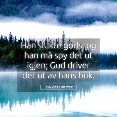 Picture 05 - Job 20:15 NORSK - Han slukte gods, og han må spy det ut igjen; Gud - Bible Verse Picture