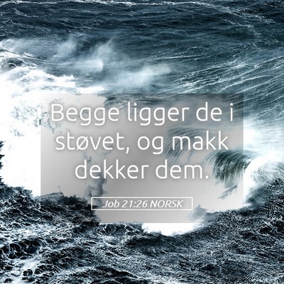 Picture 05 - Job 21:26 NORSK - Begge ligger de i støvet, og makk dekker - Bible Verse Picture