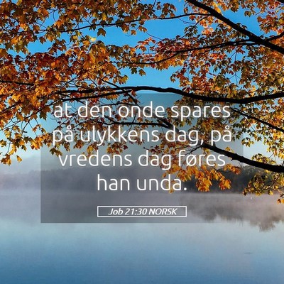Picture 05 - Job 21:30 NORSK - at den onde spares på ulykkens dag, på vredens - Bible Verse Picture