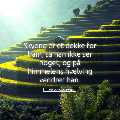Picture 05 - Job 22:14 NORSK - Skyene er et dekke for ham, så han ikke ser - Bible Verse Picture