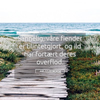 Picture 05 - Job 22:20 NORSK - Sannelig, våre fiender er tilintetgjort, og ild - Bible Verse Picture