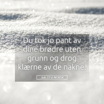 Picture 05 - Job 22:6 NORSK - Du tok jo pant av dine brødre uten grunn og drog - Bible Verse Picture