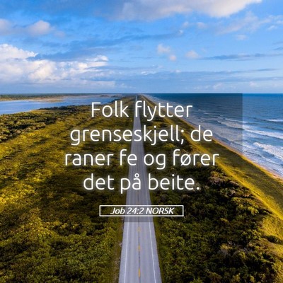 Picture 05 - Job 24:2 NORSK - Folk flytter grenseskjell; de raner fe og fører - Bible Verse Picture