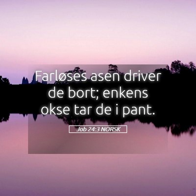 Picture 05 - Job 24:3 NORSK - Farløses asen driver de bort; enkens okse tar de - Bible Verse Picture