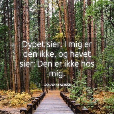 Picture 05 - Job 28:14 NORSK - Dypet sier: I mig er den ikke, og havet sier: Den - Bible Verse Picture