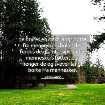Picture 05 - Job 28:4 NORSK - de bryter en sjakt langt borte fra menneskers - Bible Verse Picture