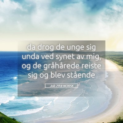 Picture 05 - Job 29:8 NORSK - da drog de unge sig unda ved synet av mig, og de - Bible Verse Picture