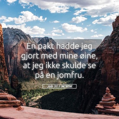 Picture 05 - Job 31:1 NORSK - En pakt hadde jeg gjort med mine øine, at jeg - Bible Verse Picture
