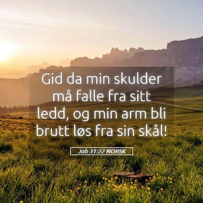 Picture 05 - Job 31:22 NORSK - Gid da min skulder må falle fra sitt ledd, og - Bible Verse Picture