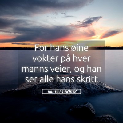 Picture 05 - Job 34:21 NORSK - For hans øine vokter på hver manns veier, og - Bible Verse Picture