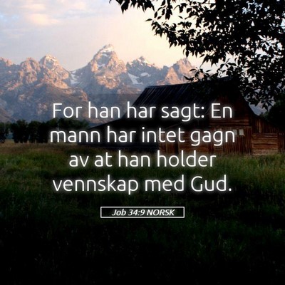Picture 05 - Job 34:9 NORSK - For han har sagt: En mann har intet gagn av at - Bible Verse Picture