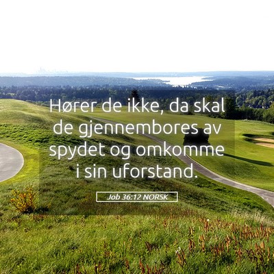 Picture 05 - Job 36:12 NORSK - Hører de ikke, da skal de gjennembores av spydet - Bible Verse Picture
