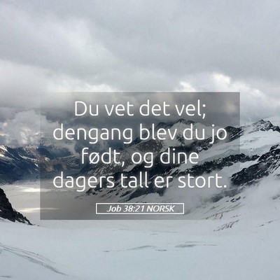 Picture 05 - Job 38:21 NORSK - Du vet det vel; dengang blev du jo født, og dine - Bible Verse Picture