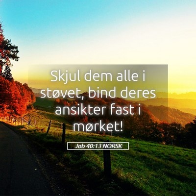 Picture 05 - Job 40:13 NORSK - Skjul dem alle i støvet, bind deres ansikter - Bible Verse Picture