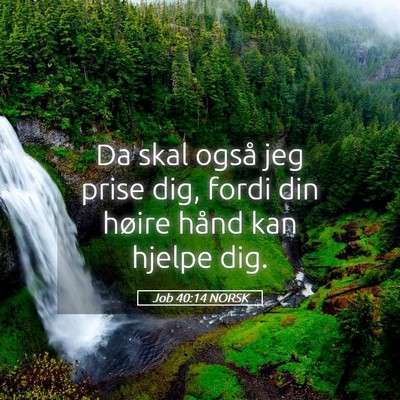 Picture 05 - Job 40:14 NORSK - Da skal også jeg prise dig, fordi din høire - Bible Verse Picture