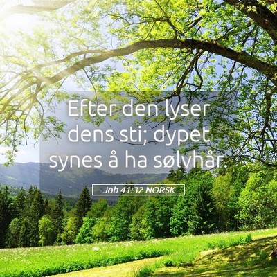 Picture 05 - Job 41:32 NORSK - Efter den lyser dens sti; dypet synes å ha - Bible Verse Picture
